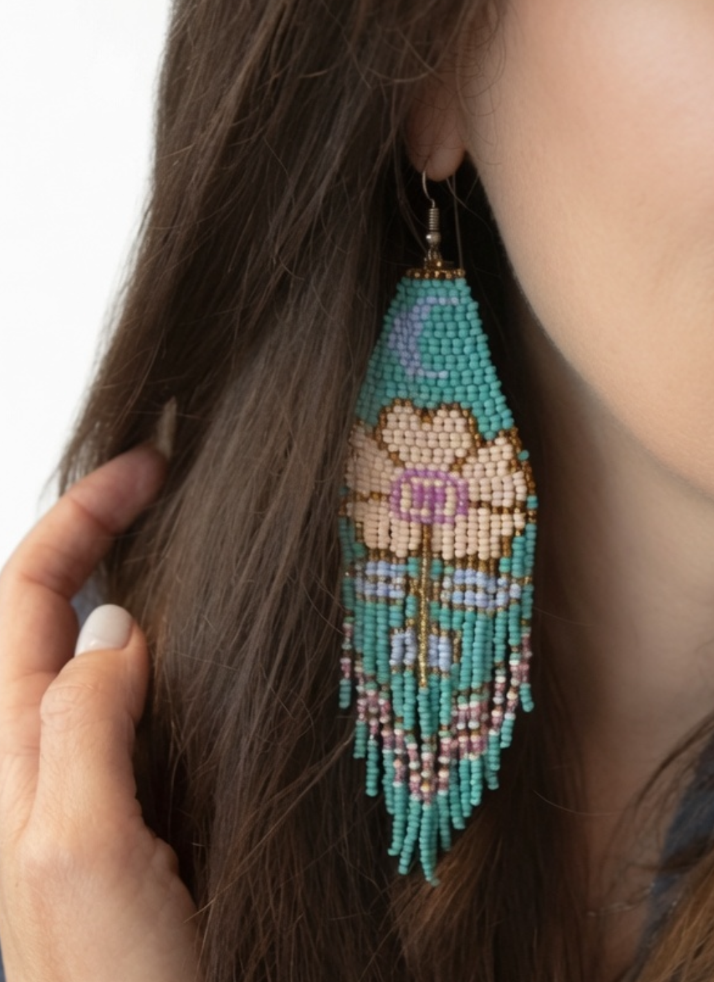 A Pair of Flowers Fringe Earrings
