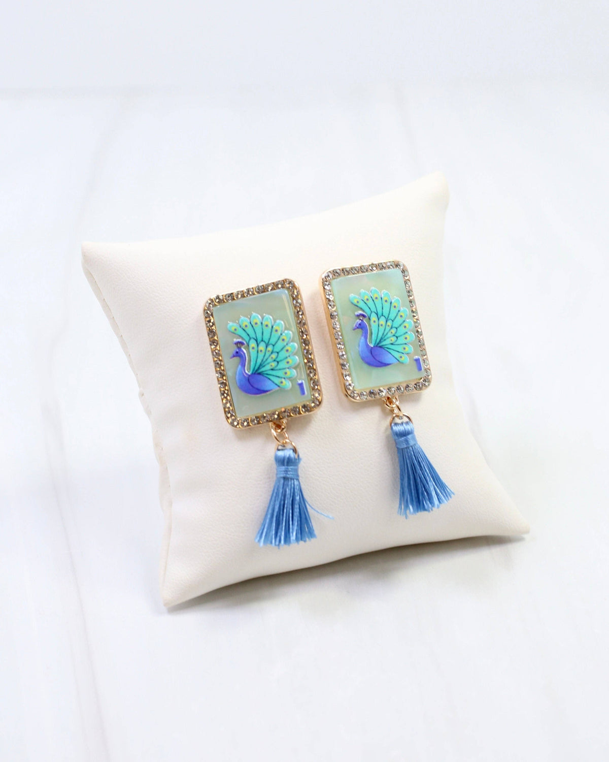 Peacock Tile Tassel Earring