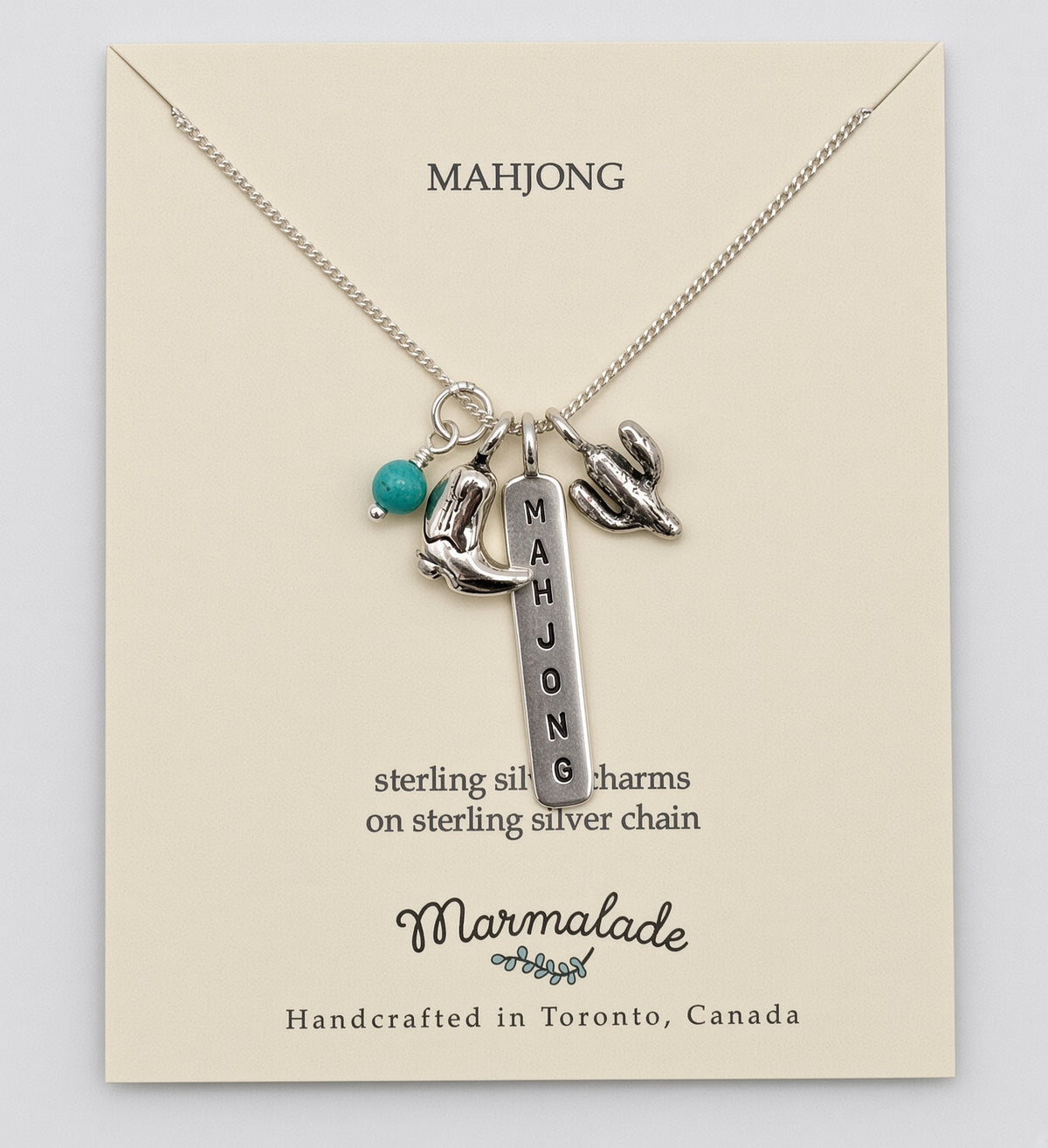 Boots & Mahjong Sterling Necklace