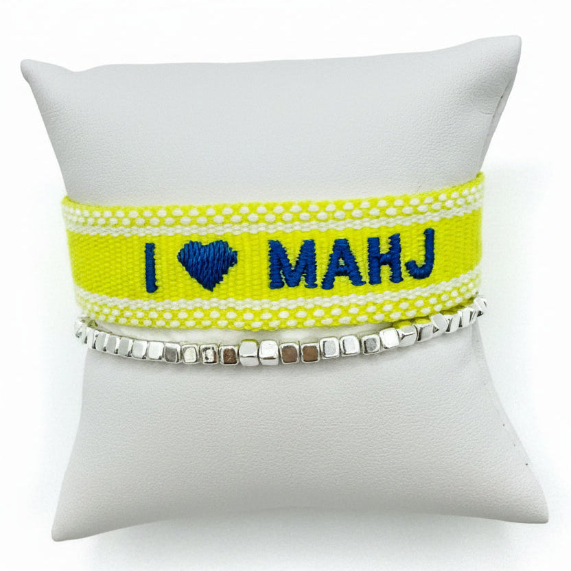 "I ❤️ Mahjong" Embroidered Bracelet Set