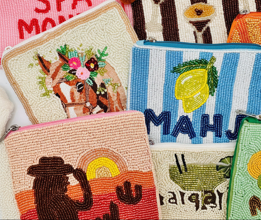 Orbit Dot Beaded Mahjong Coin Purse