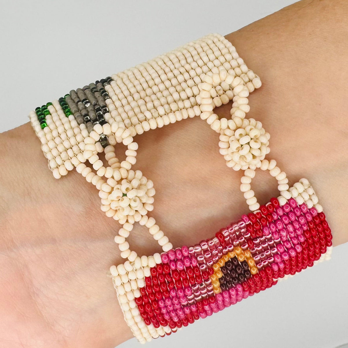 Feathered Flower Beaded Cuff