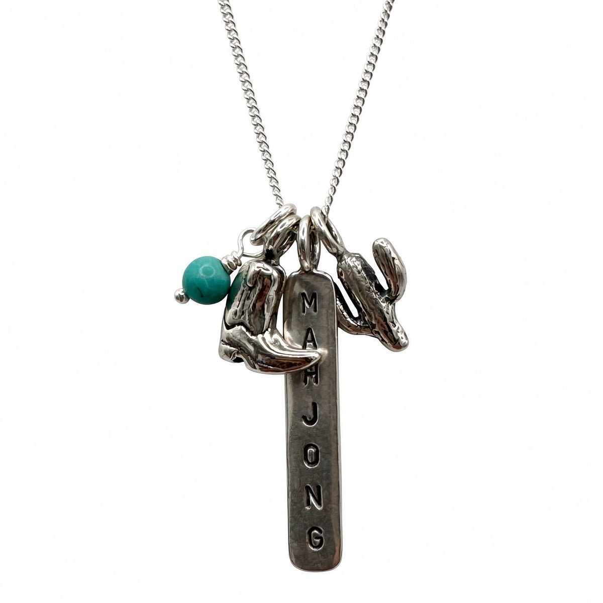 Boots & Mahjong Sterling Necklace
