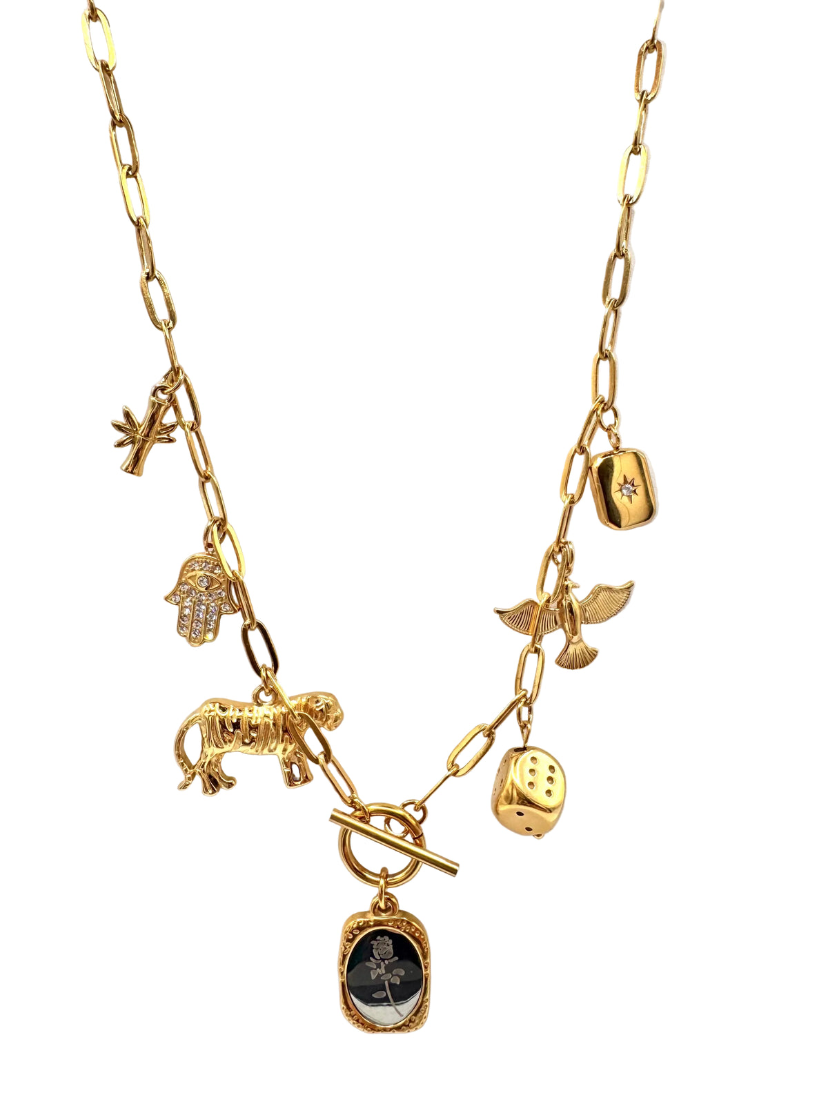 Mahjong Fortune Charm Necklace – 18K Gold Plated