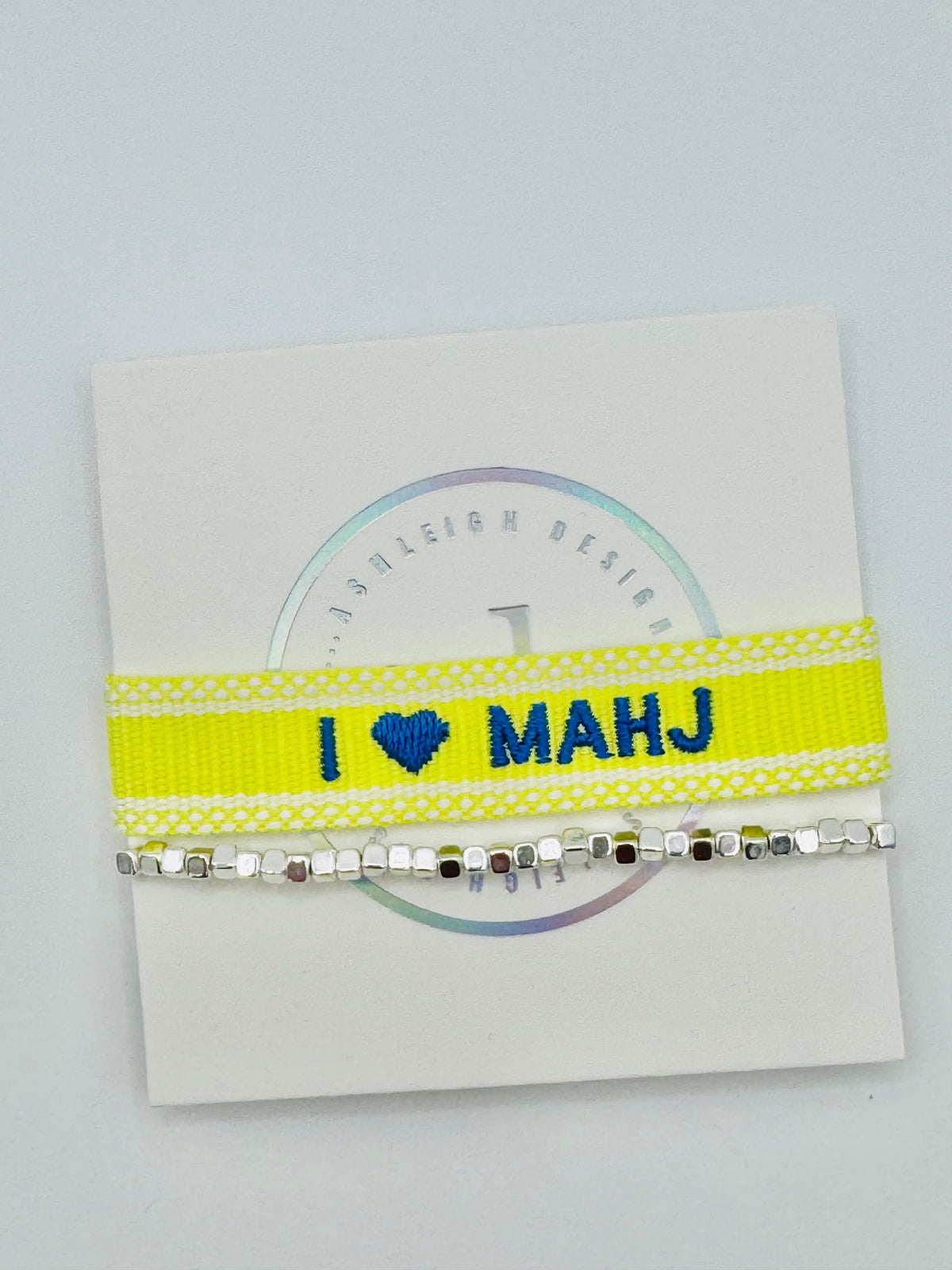 "I ❤️ Mahjong" Embroidered Bracelet Set