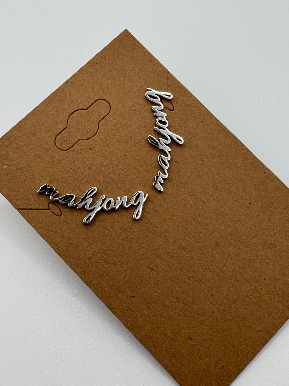 Mahjong Nameplate Post Earrings - 18K or Sterling Plated