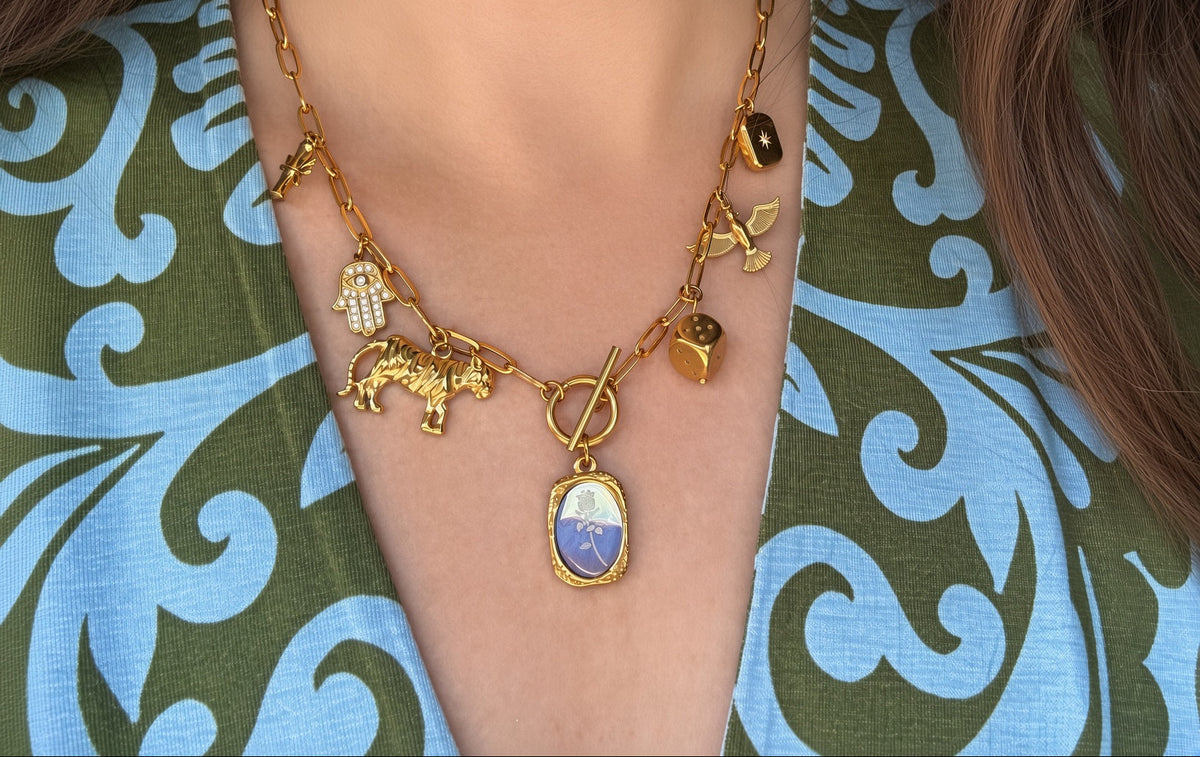 Mahjong Fortune Charm Necklace – 18K Gold Plated