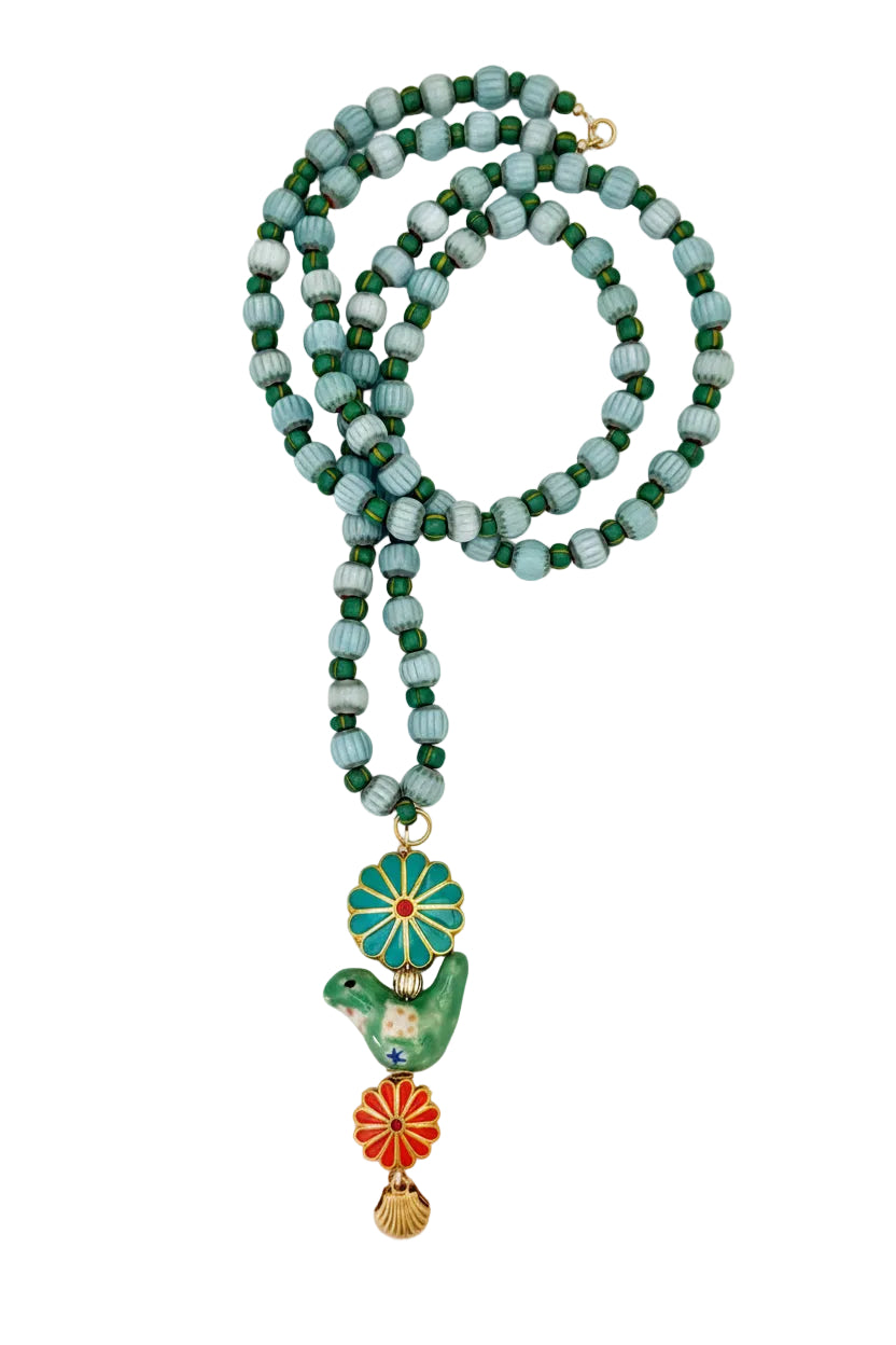 Bird in Bloom Cloisonné  Pendant