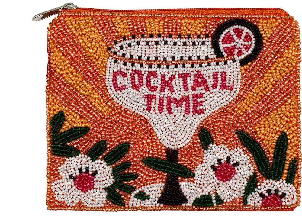 Cocktail Time Beaded Mahjong Coin Purse