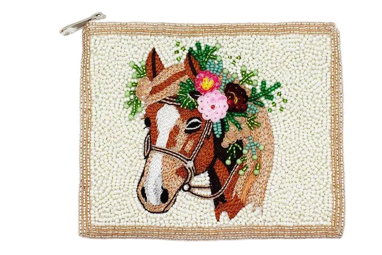 Horse Beaded Mahjong Coin Purse