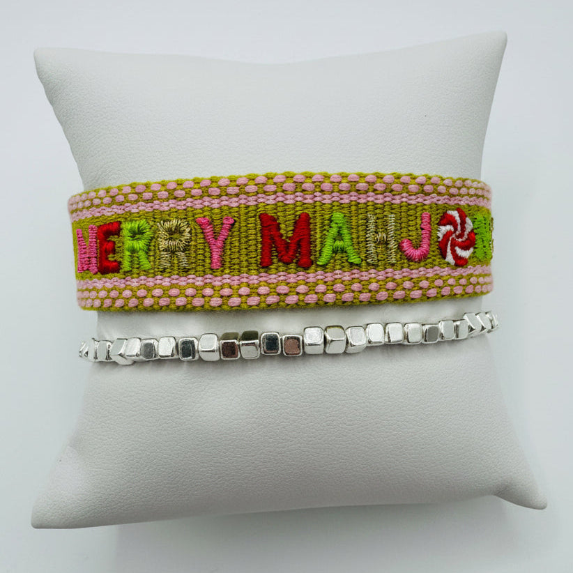 "Merry Mahjong" Embroidered Bracelet Set