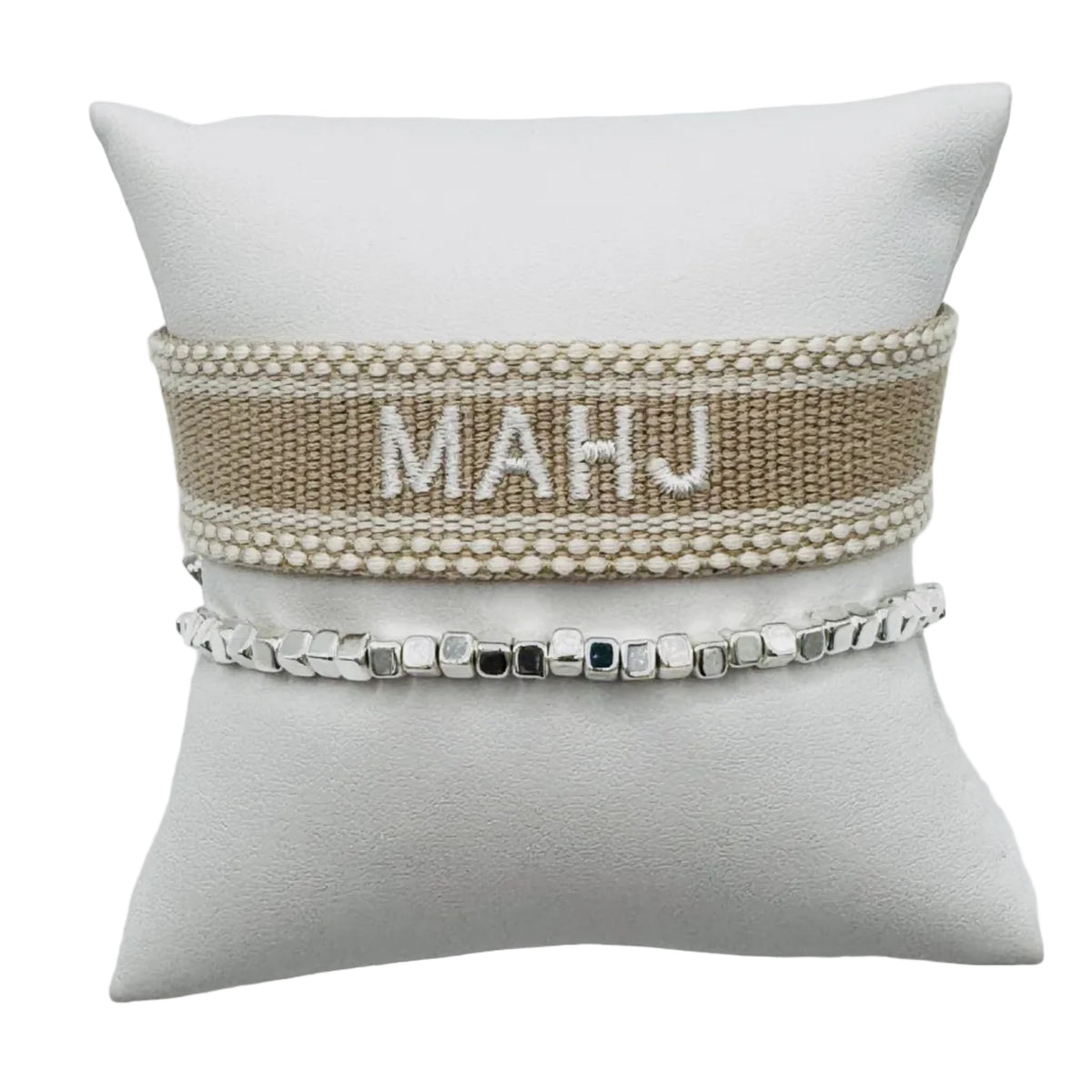 "MAHJ" Embroidered Bracelet Set