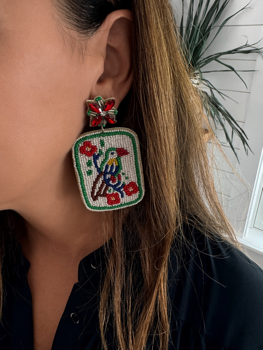 Seed Bead Tile Earrings