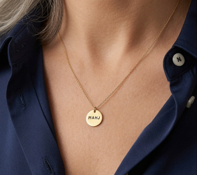 MAHJ hand-stamped pendant