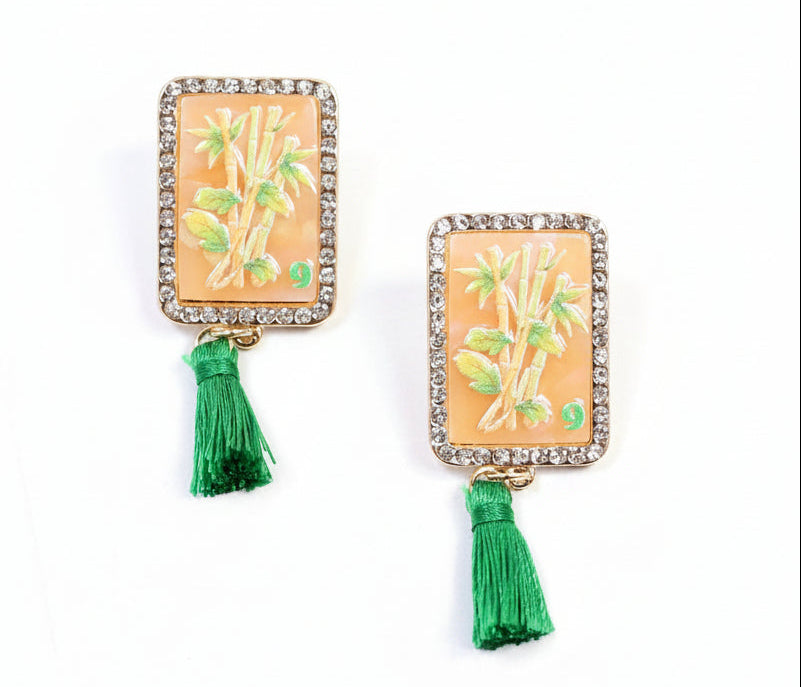Bamboo Tile Tassel Earring