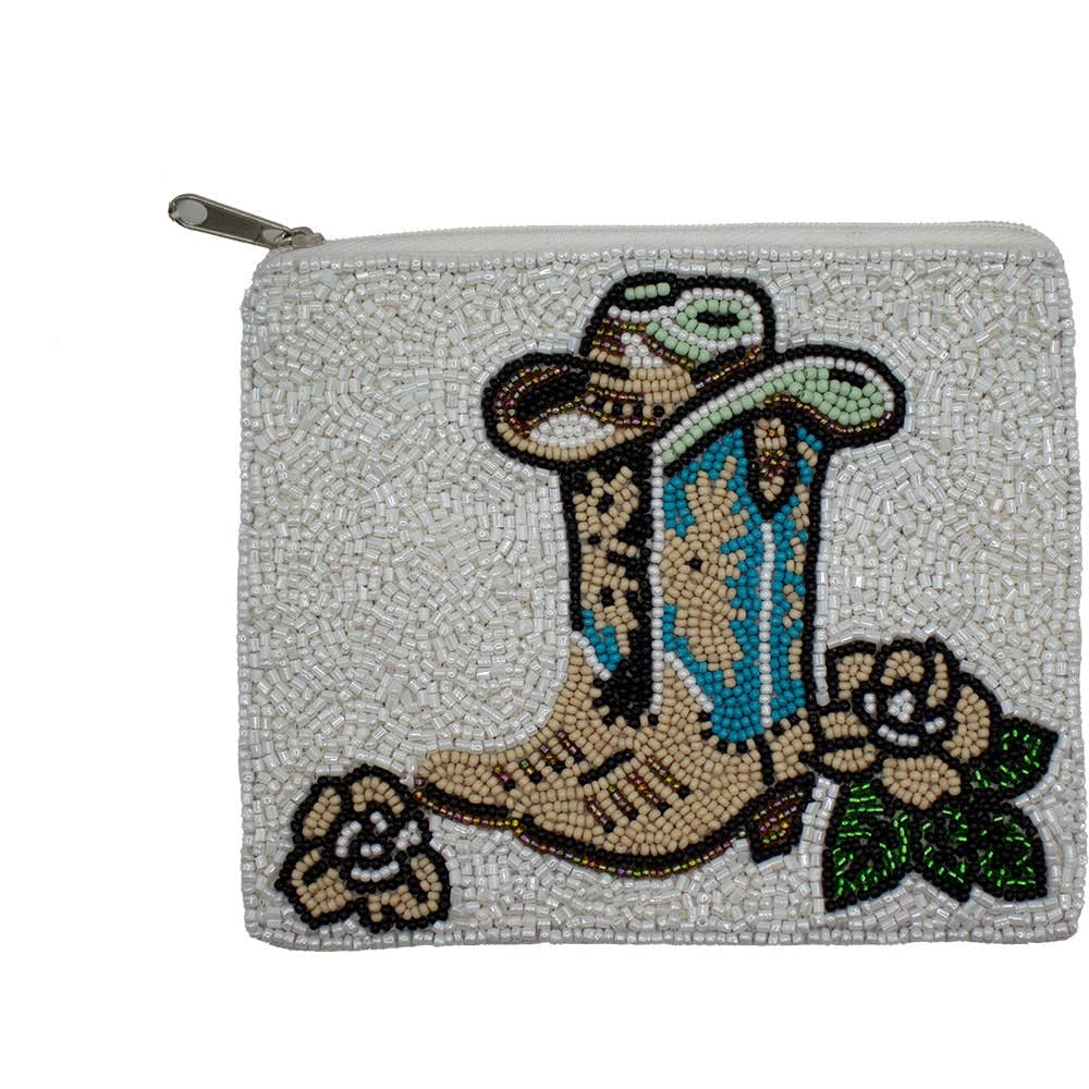 Cowboy Boots Beaded Mahjong Coin Purse