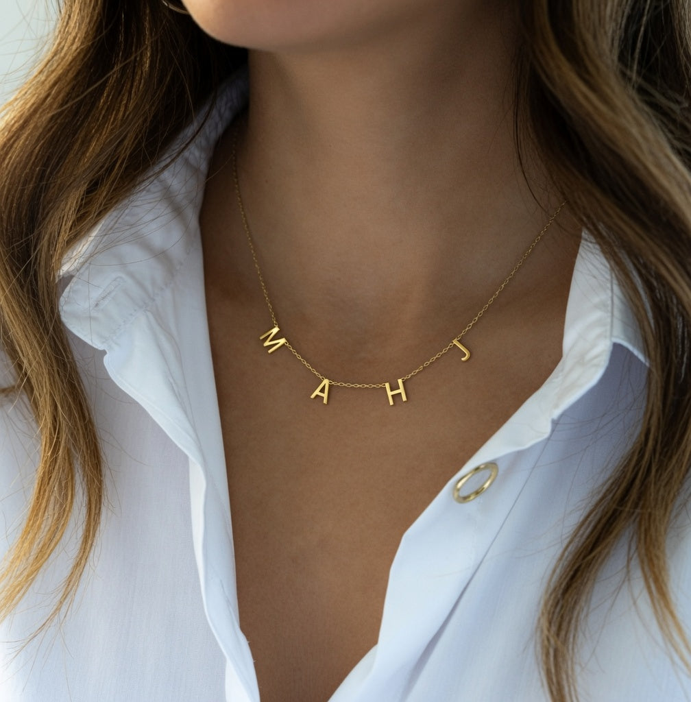 MAHJ Letter Necklace (14K Gold Plated or Sterling Silver)