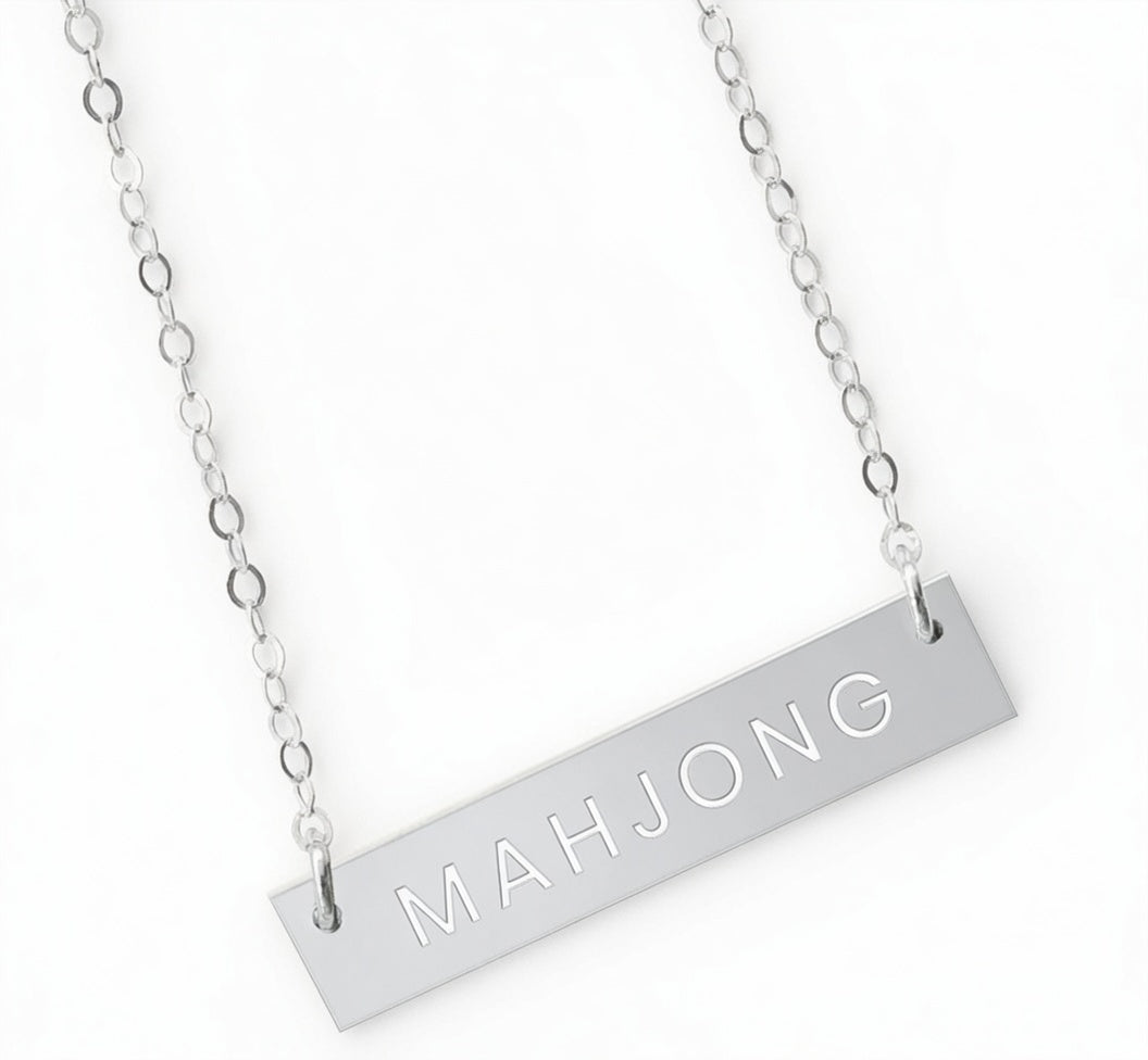 Mahjong Nameplate Sterling Bar Necklace